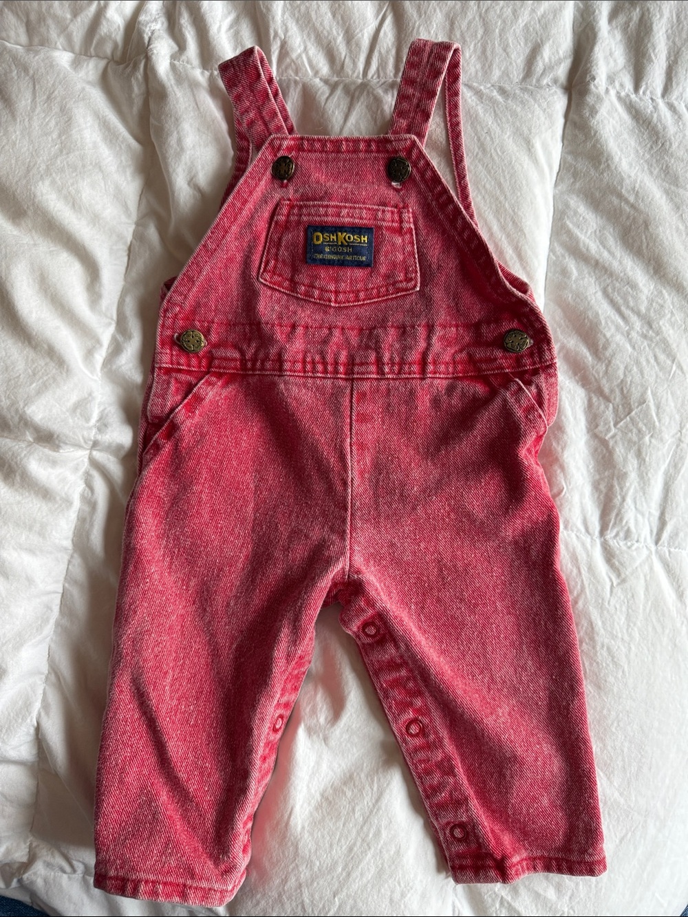 OshKosh B'gosh Vintage Red Denim Baby Overalls